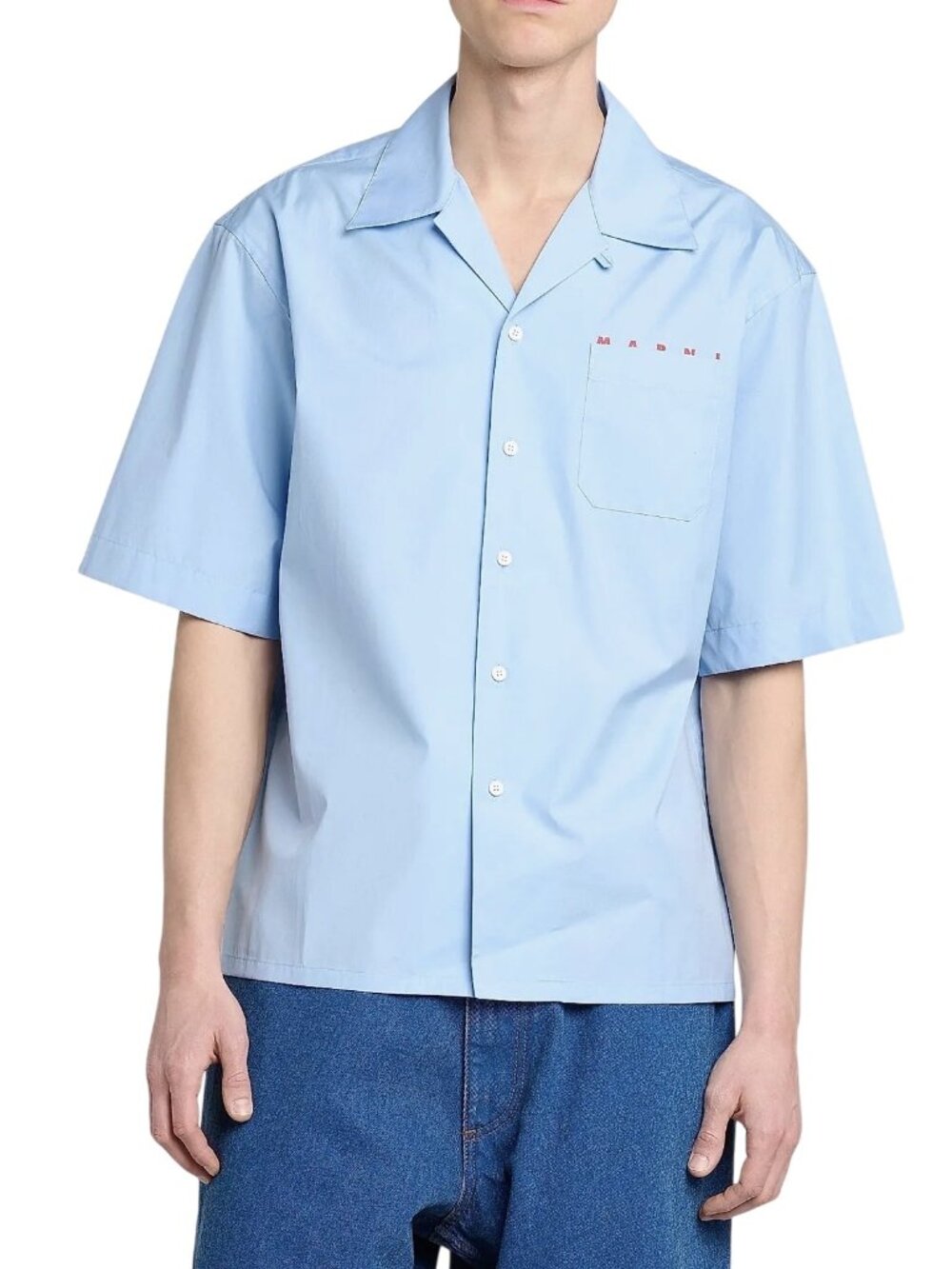 MARNI Size Medium (M) Blue Short Sleeve Button Down Shirt